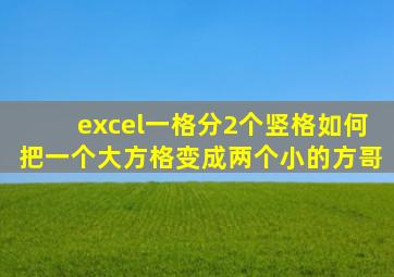 excel一格分2个竖格如何把一个大方格变成两个小的方哥
