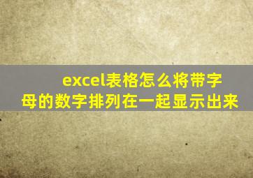 excel表格怎么将带字母的数字排列在一起显示出来