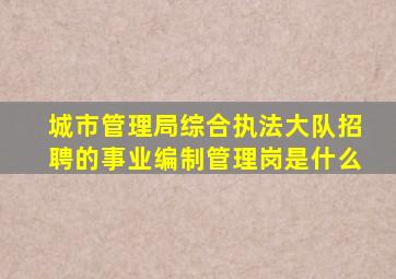 城市管理局综合执法大队招聘的事业编制管理岗是什么