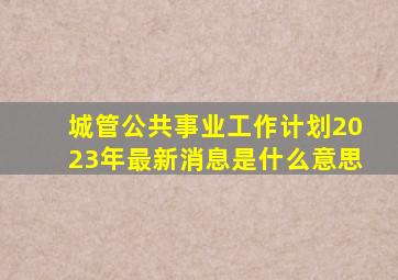 城管公共事业工作计划2023年最新消息是什么意思