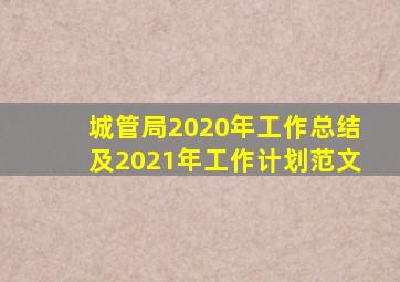 城管局2020年工作总结及2021年工作计划范文