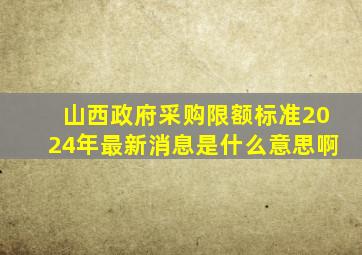 山西政府采购限额标准2024年最新消息是什么意思啊