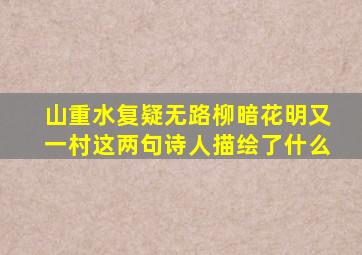 山重水复疑无路柳暗花明又一村这两句诗人描绘了什么
