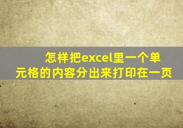 怎样把excel里一个单元格的内容分出来打印在一页