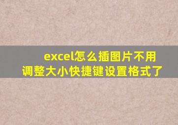 excel怎么插图片不用调整大小快捷键设置格式了