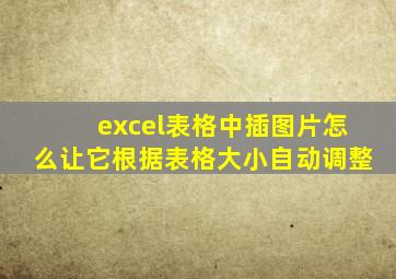 excel表格中插图片怎么让它根据表格大小自动调整
