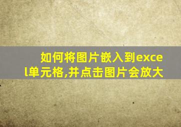如何将图片嵌入到excel单元格,并点击图片会放大