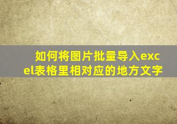 如何将图片批量导入excel表格里相对应的地方文字