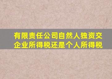 有限责任公司自然人独资交企业所得税还是个人所得税